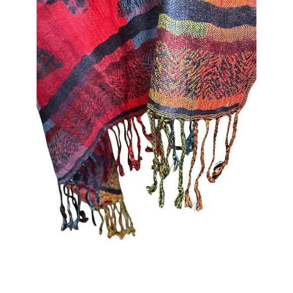 Pashmina & Silk Butterfly Shawl With Fringe Reversible Purple Orange Red Boho - Picture 6 of 12